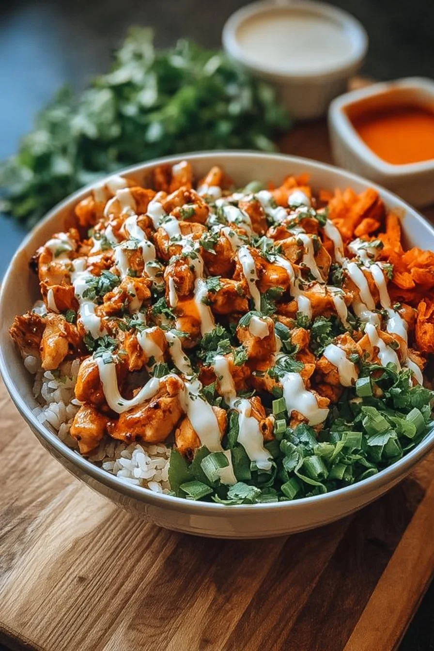 Delicious Buffalo Chicken Bowls recipe with vibrant toppings and flavors
