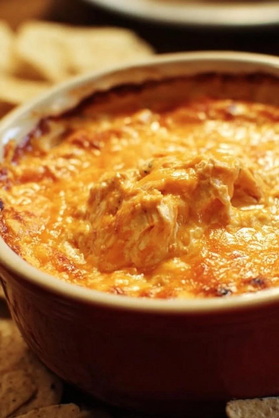 Cheesy Crock Pot Buffalo Chicken Dip served in a bowl