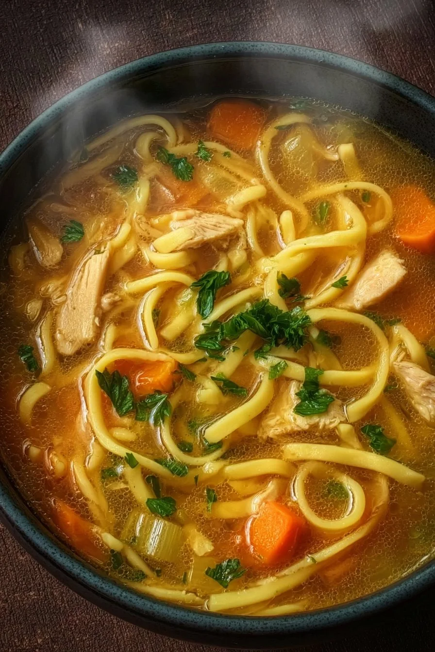 Chicken Noodle Soup 2 Bowl of delicious homemade chicken noodle soup with fresh ingredients