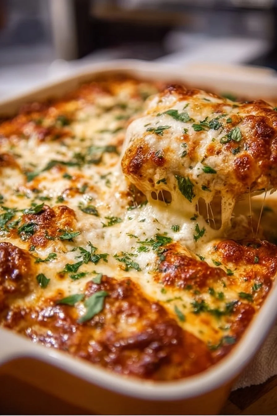 Chicken Parmesan Casserole 2 Delicious Chicken Parmesan Casserole served with marinara sauce and cheese