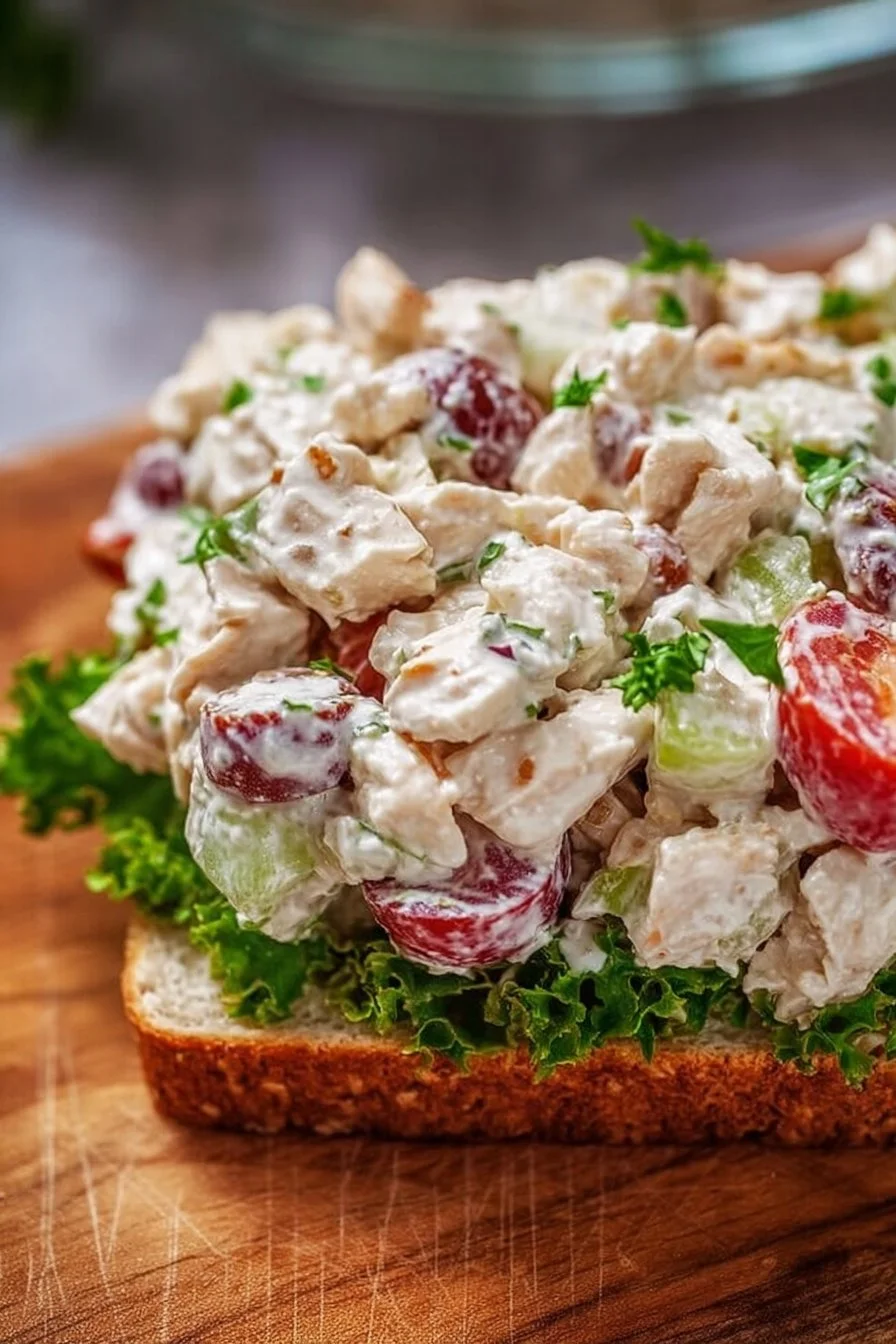 Delicious Chicken Salad Sandwich made with fresh ingredients