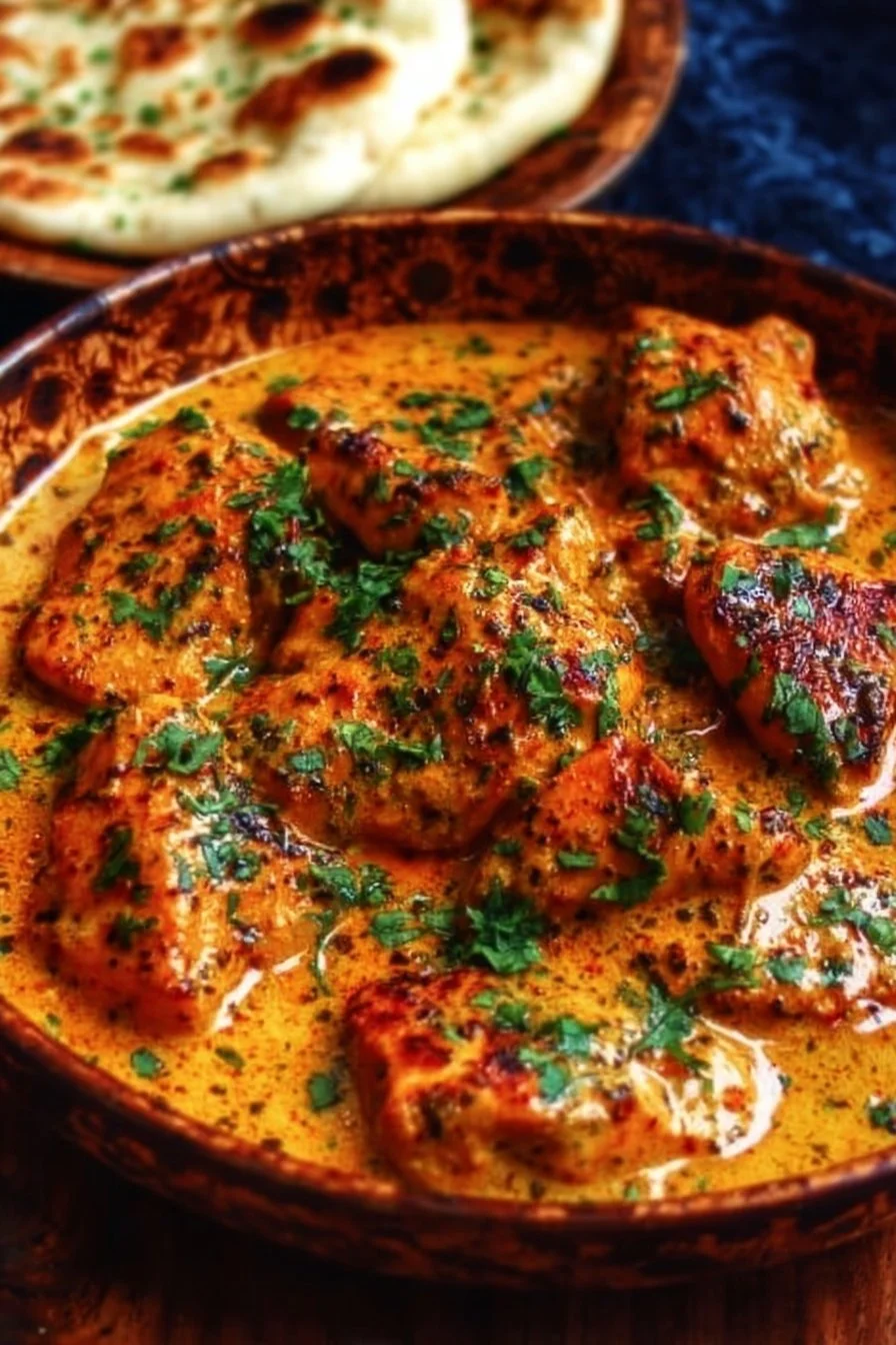 Cowboy Butter Chicken 2 Delicious Cowboy Butter Chicken served with fresh herbs and a vibrant sauce.