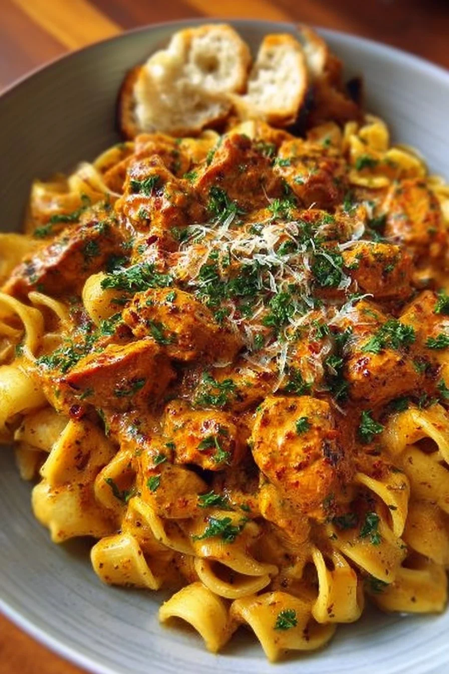 Cowboy Butter Chicken Pasta 2 Creamy Cowboy Butter Chicken Pasta served in a bowl with herbs