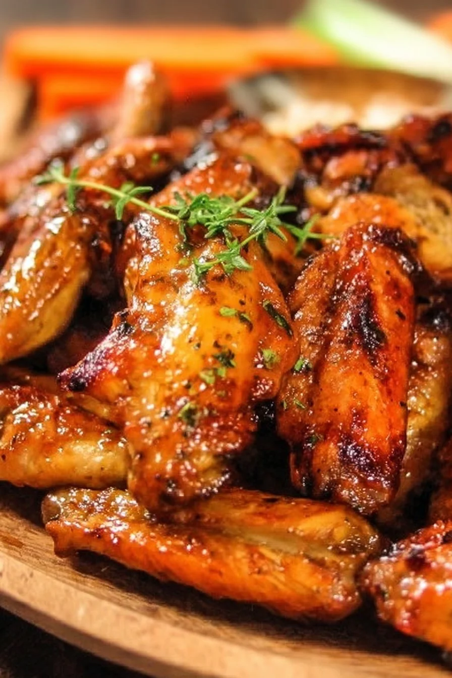 Crockpot Bourbon Wings Recipe - Easy Chicken Recipes 2 Delicious Crockpot Bourbon Wings served on a platter with a side of dipping sauce