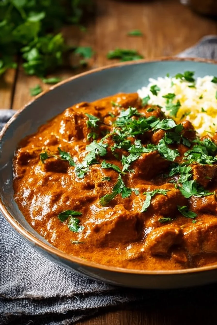 Crockpot Butter Chicken 2 Delicious crockpot butter chicken served with rice