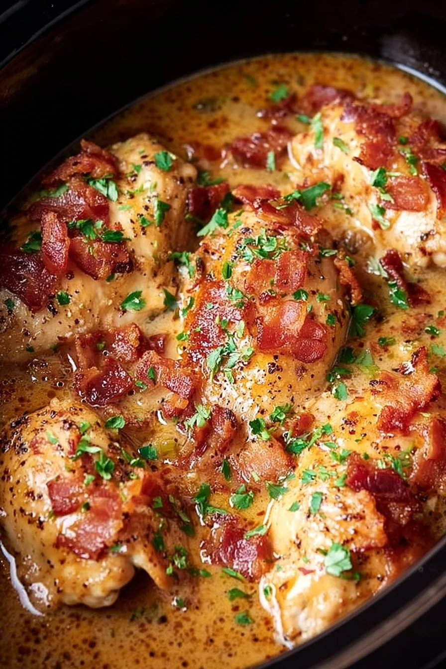 Crock Pot Crack Chicken served in a bowl with parsley garnish