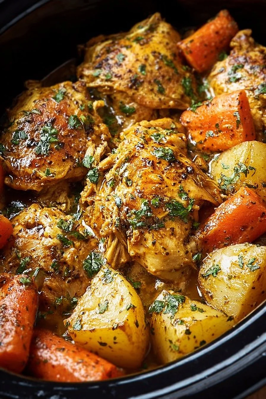 Garlic Butter Chicken cooked in a crockpot, showcasing tender chicken in rich sauce