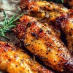Delicious Garlic Herb Chicken Wings seasoned with fresh herbs and spices