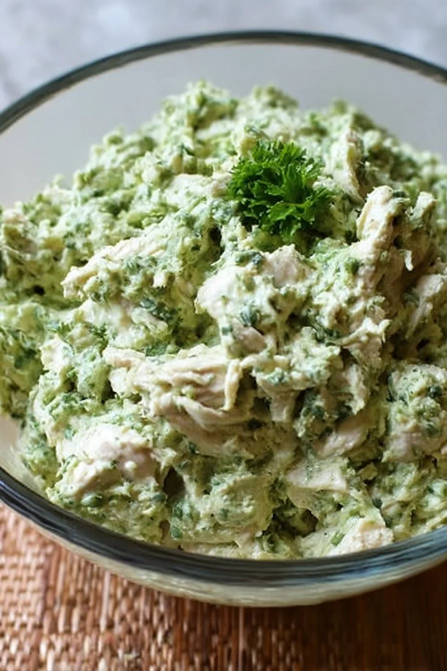Delicious Green Goddess Chicken Salad with fresh greens and herbs
