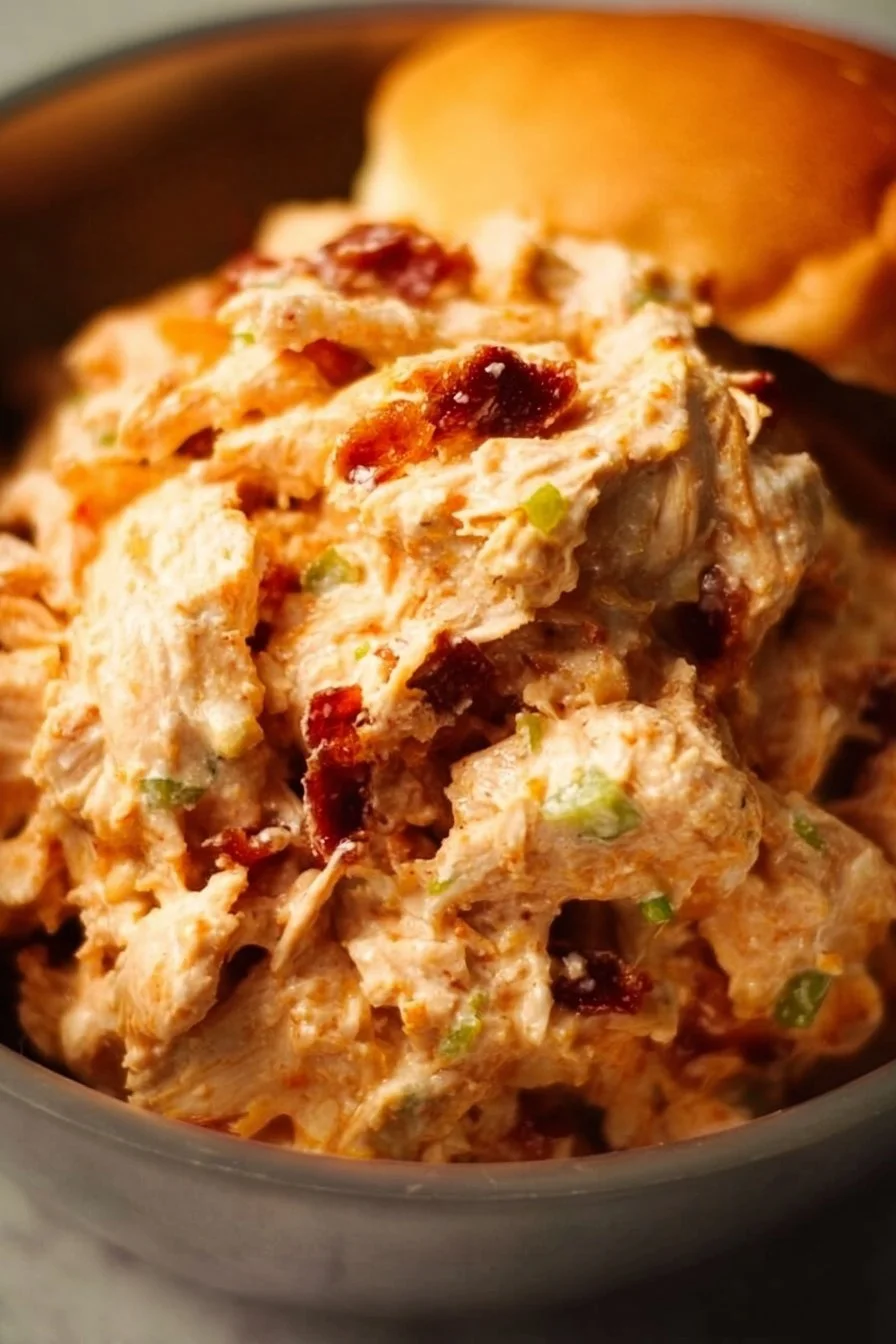 Delicious Instant Pot Crack Chicken recipe served in a bowl with garnishes