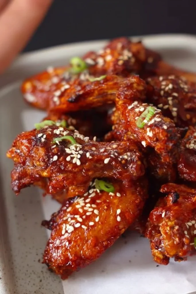 Crispy Korean baked wings served with dipping sauce