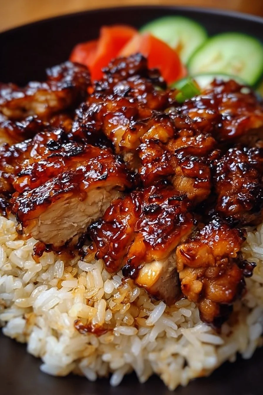 One-Pan Honey BBQ Chicken with rice, a delicious and easy meal.