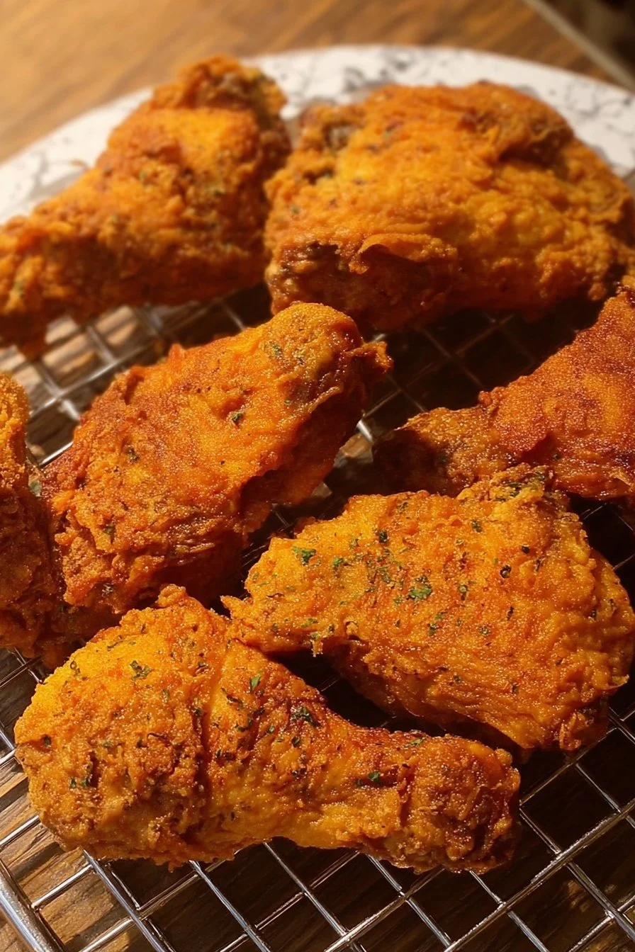 Oven Fried Chicken 2 Delicious and crispy oven fried chicken served on a plate.