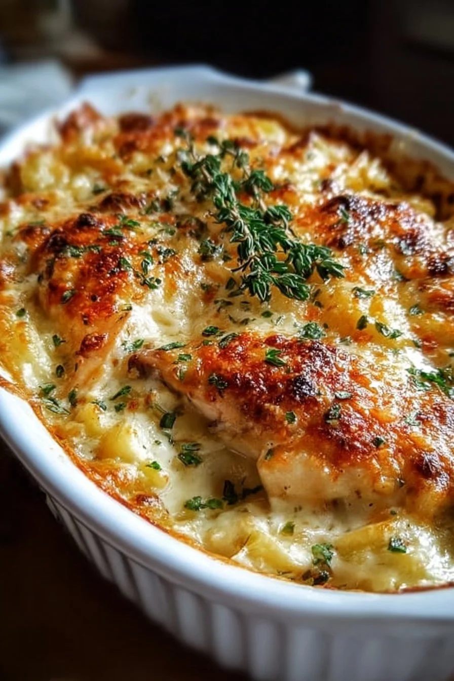 Rotisserie Chicken Casserole 2 Delicious rotisserie chicken casserole with vegetables and cheese.