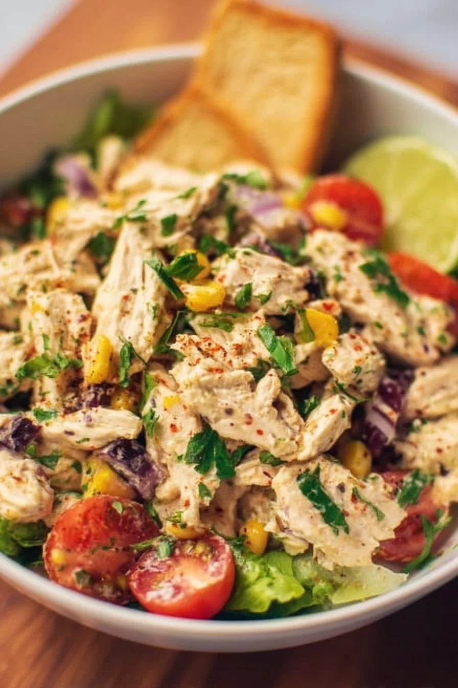 Delicious Southwest Chicken Salad with grilled chicken and fresh veggies
