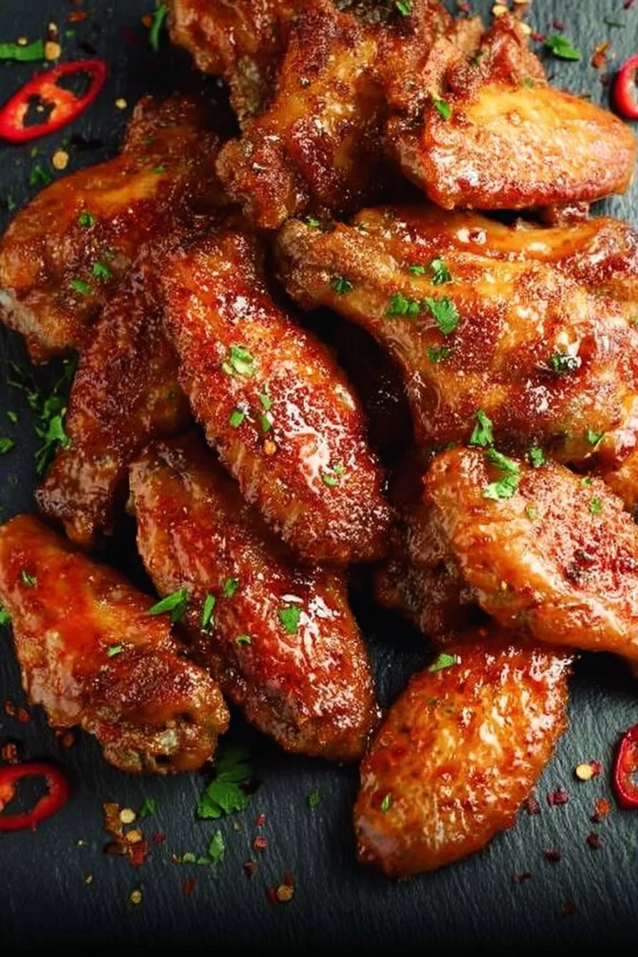 Delicious Sweet Chili Chicken Wings appetizer on a serving platter