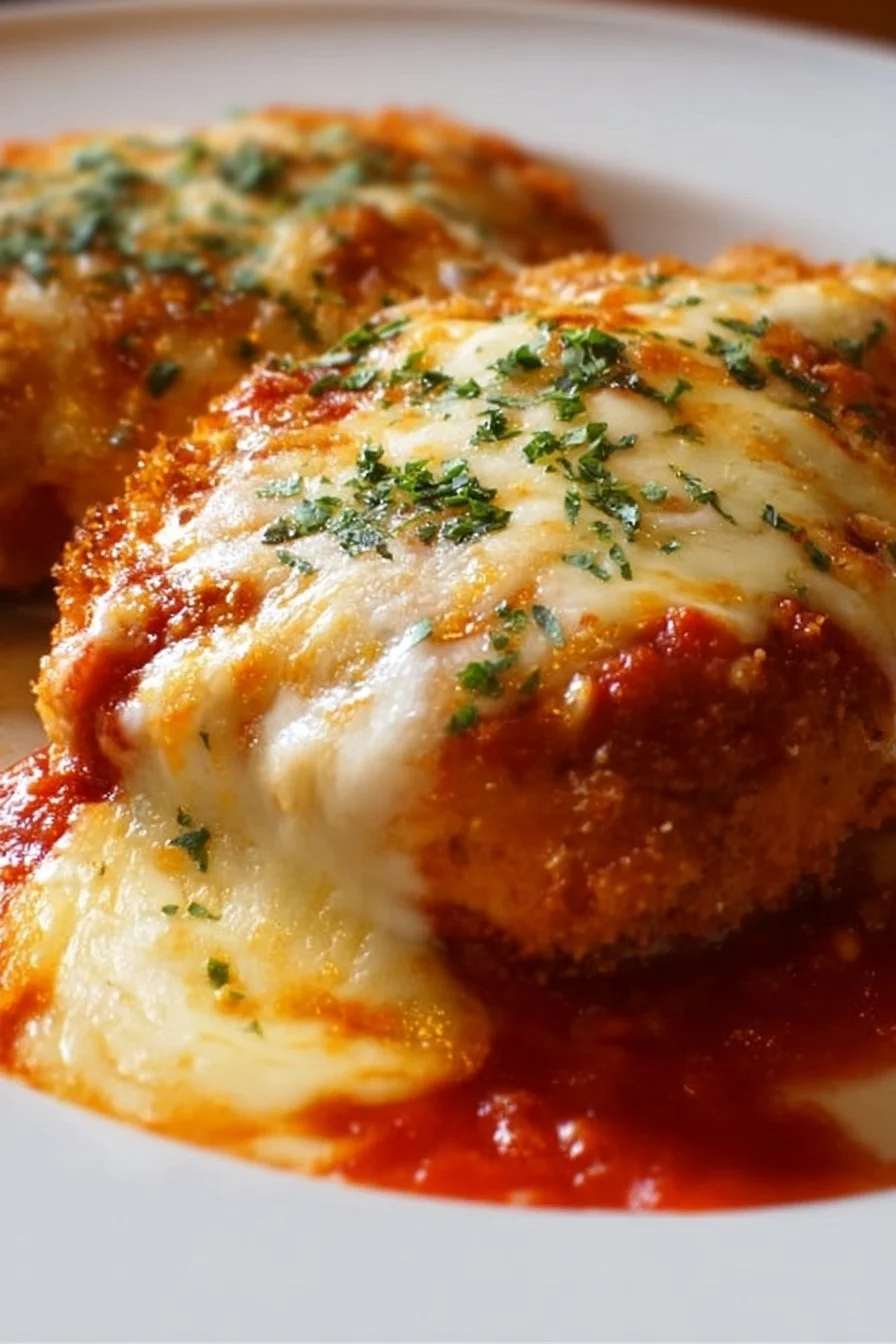 Baked Chicken Parmesan 3 Delicious baked chicken parmesan served with marinara sauce and melted cheese