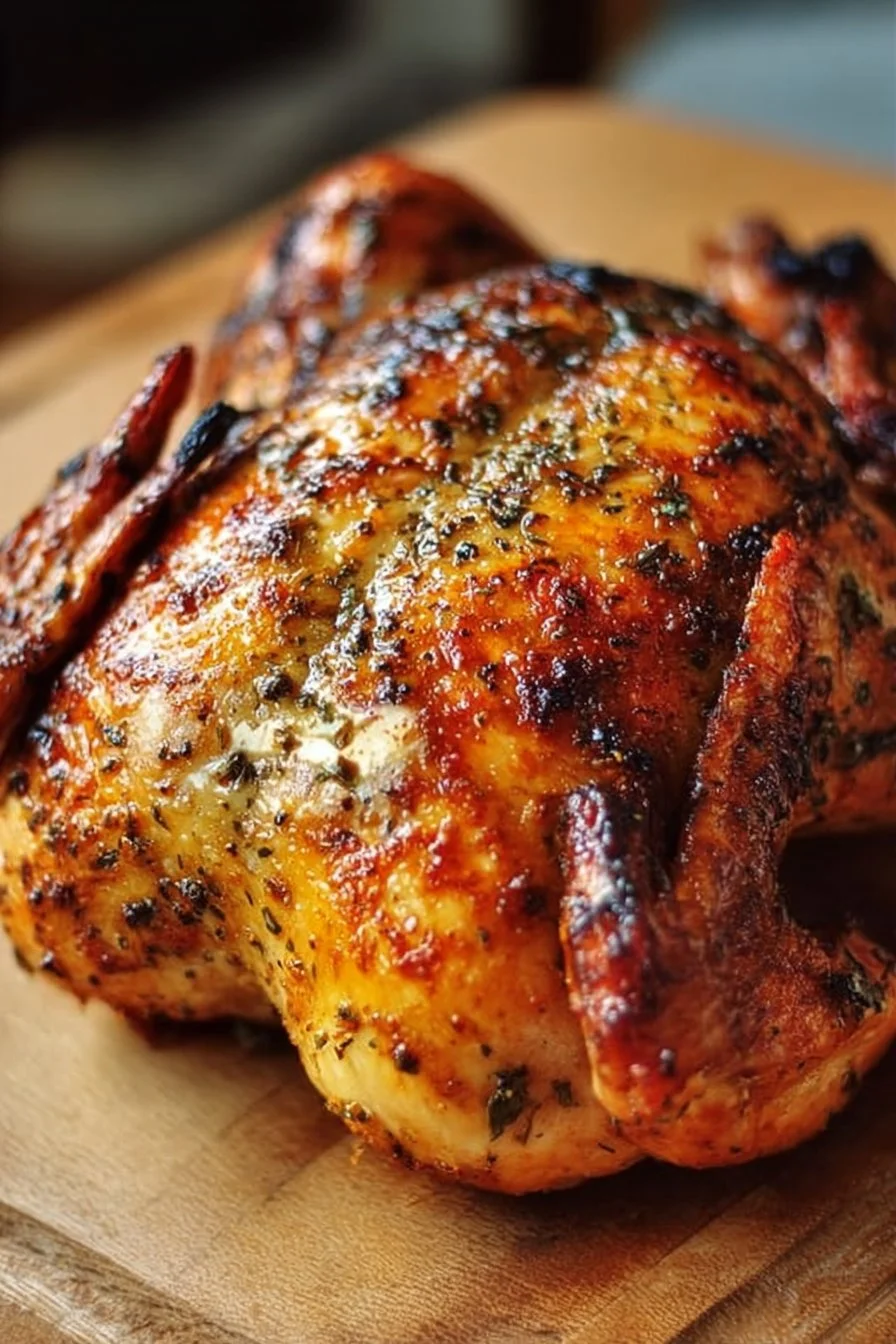 Delicious Beer-Can Chicken ready to be served on a grill