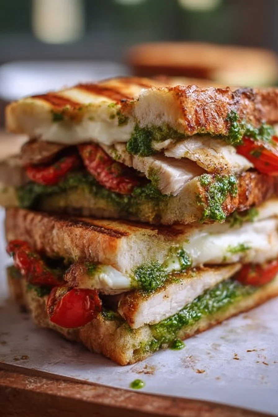 Chicken Pesto Sandwich 2 Delicious Chicken Pesto Sandwich with fresh basil and grilled chicken