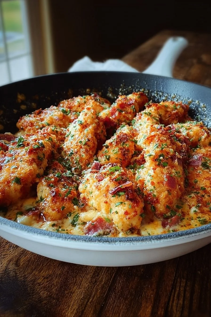 Delicious Cottage Cheese Parmesan Firecracker Chicken cooked in a skillet