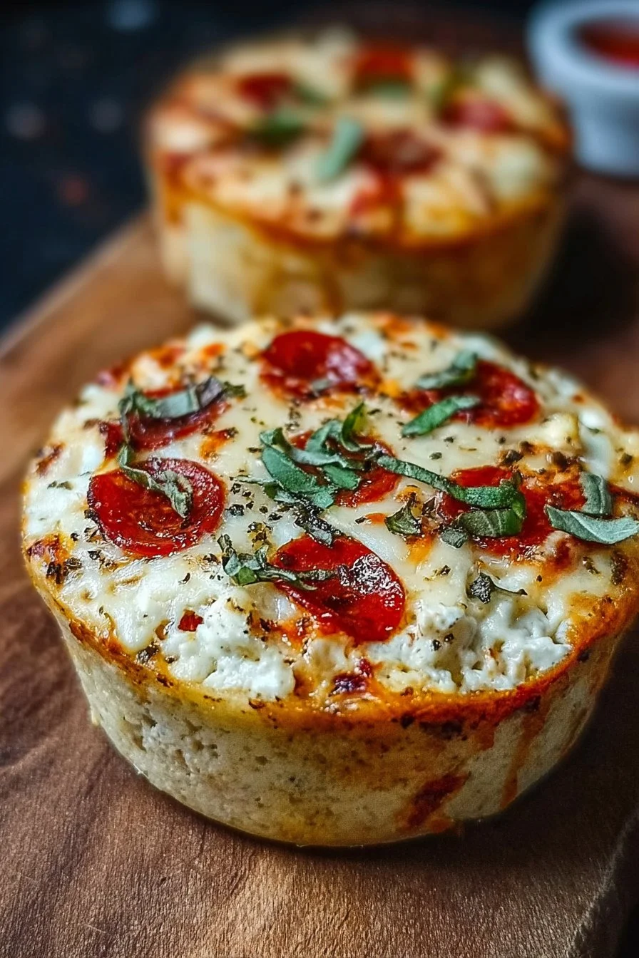 Healthy cottage cheese pizza bowl topped with fresh ingredients