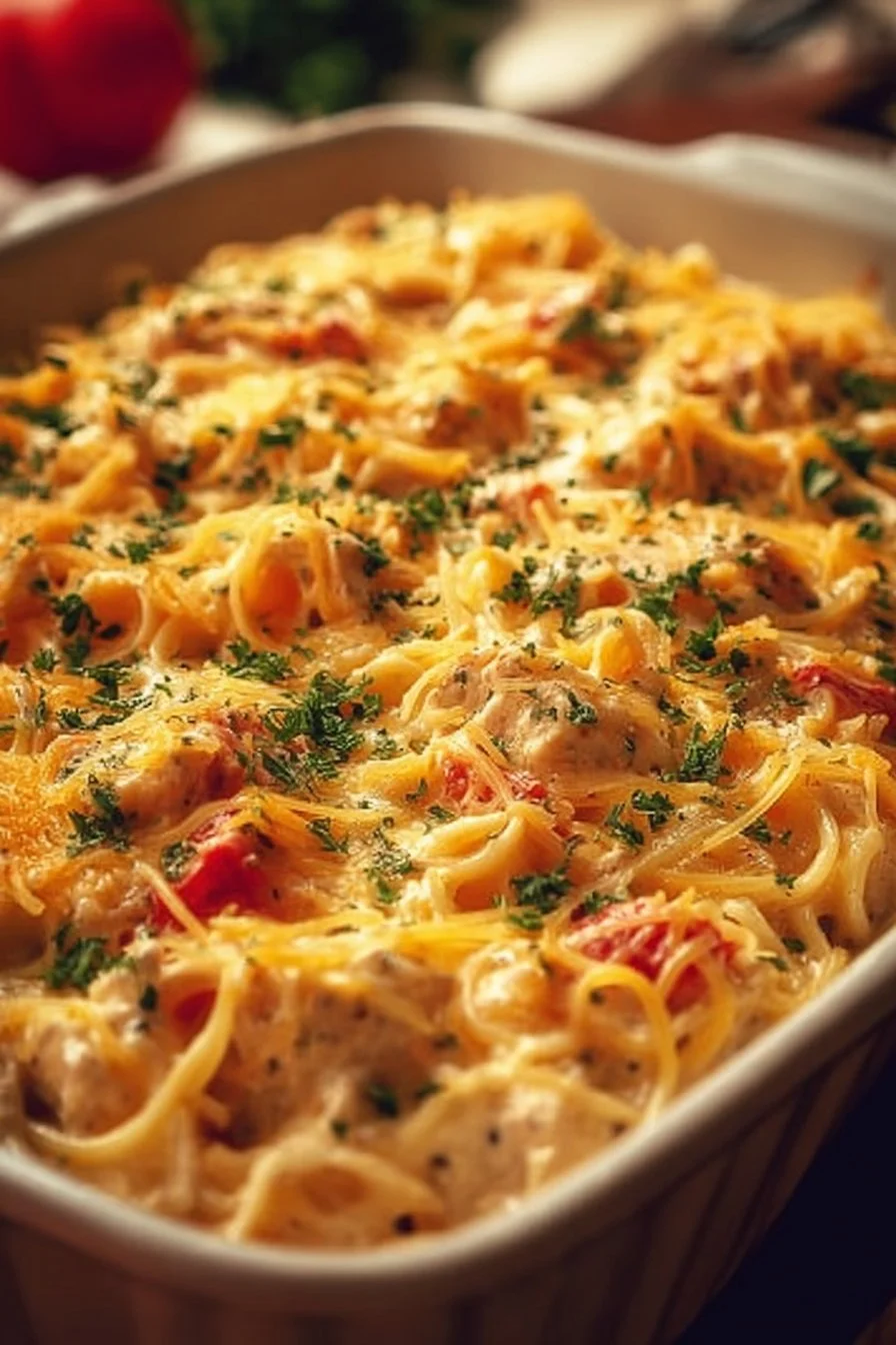 Cozy Pasta Casserole 2 Delicious cozy pasta casserole topped with cheese and herbs
