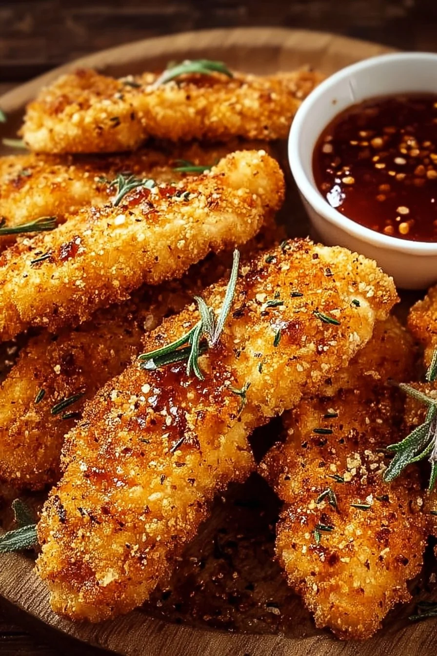 Delicious Crack Chicken Tenders served with creamy sauce on a plate