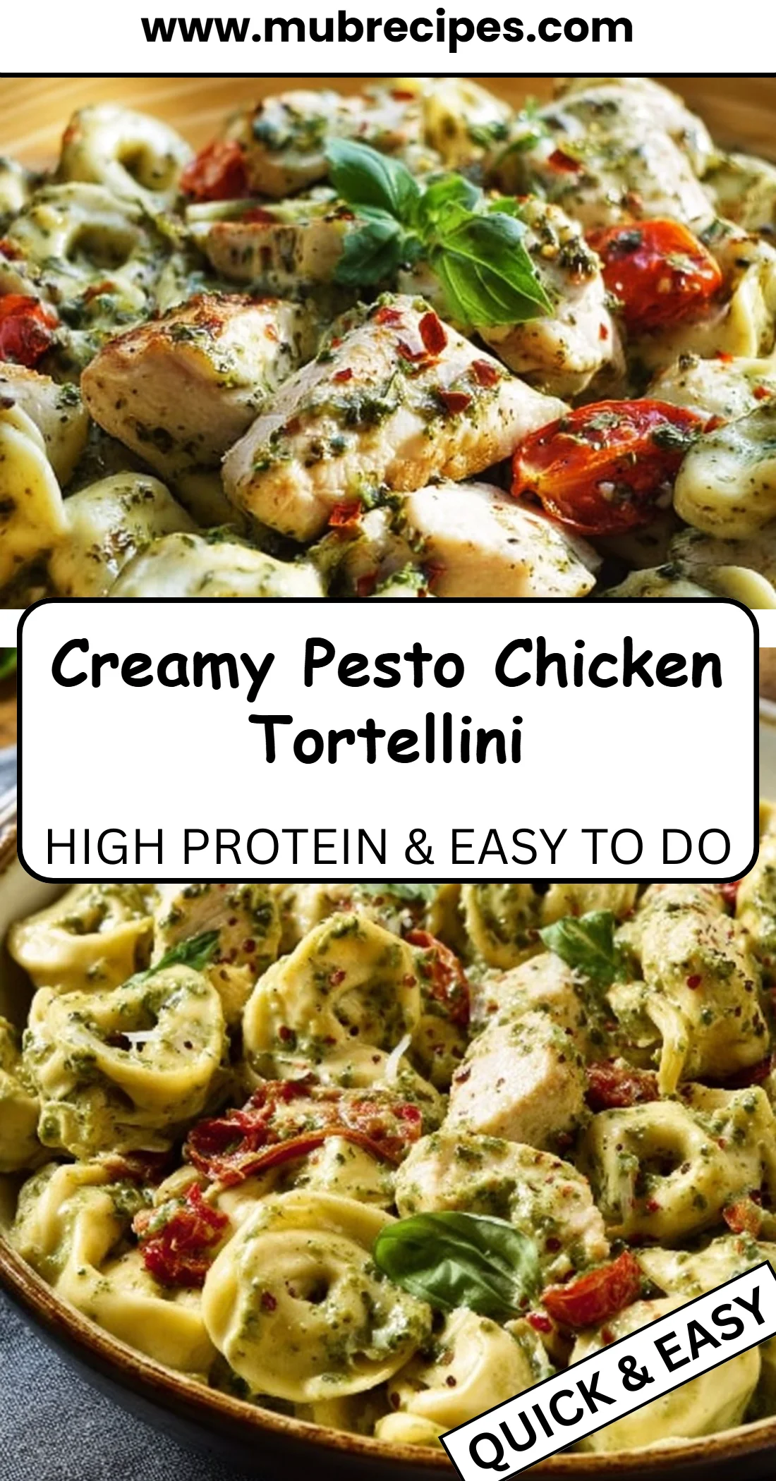 Creamy Pesto Chicken Tortellini