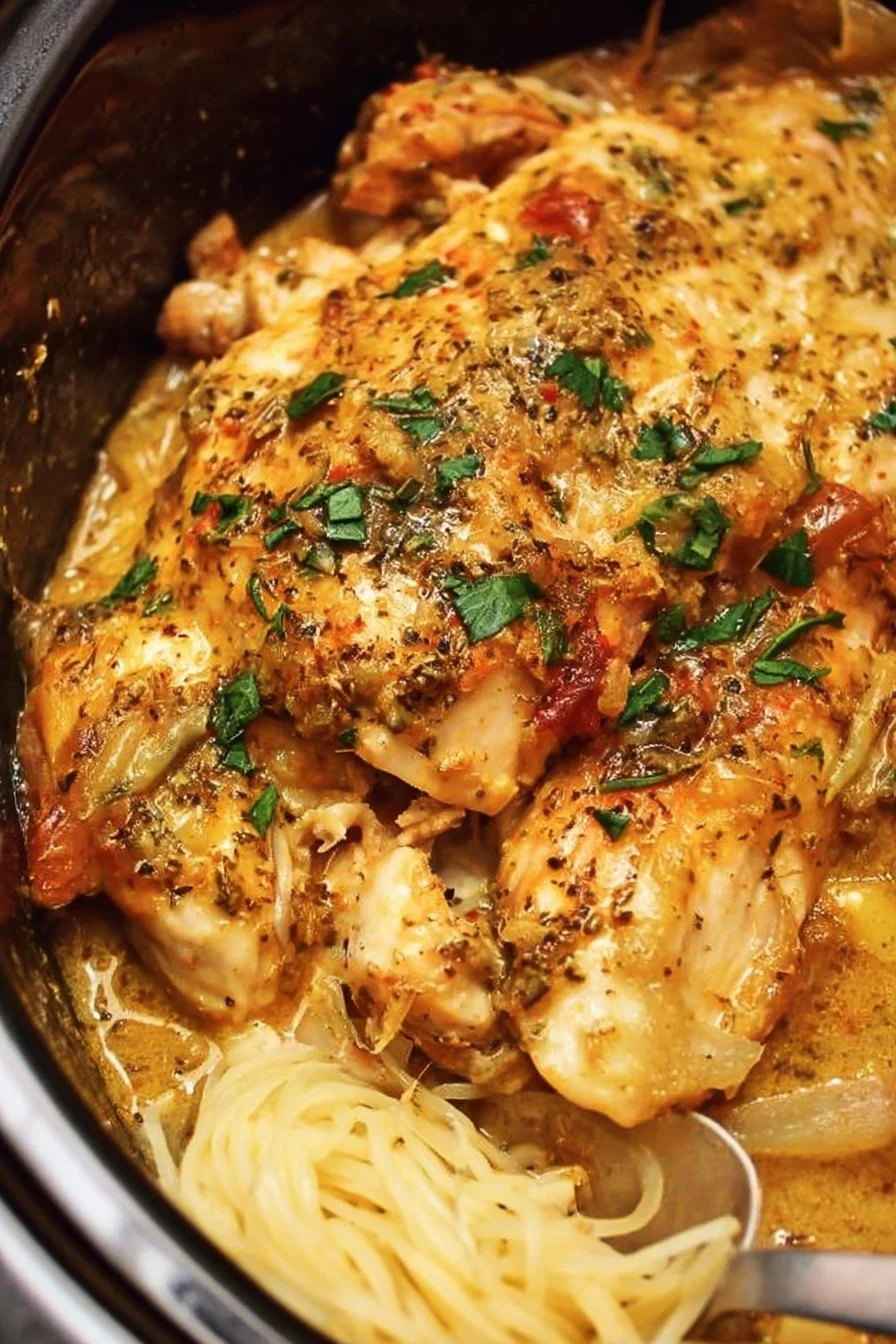 Crock Pot Angel Chicken dish served in a bowl