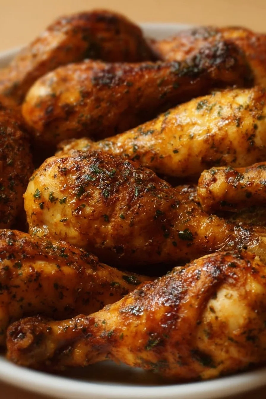 Delicious crockpot chicken legs served with herbs and spices