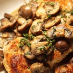 Easy chicken dinner recipe with garlic and mushrooms