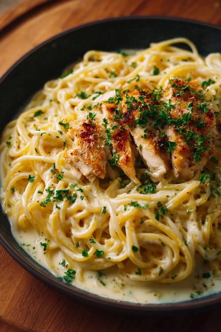 Easy Creamy Cajun Chicken Spaghetti with Garlic Mozzarella Sauce 2 Creamy Cajun Chicken Spaghetti topped with garlic mozzarella sauce