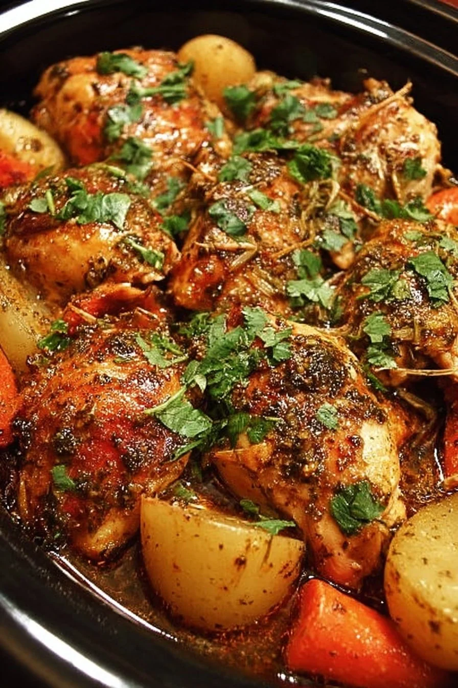 Delicious Garlic Butter Chicken cooked in a crockpot for tender, juicy flavor