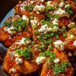 Delicious Hot Honey Feta Chicken drizzled with sweet and spicy honey sauce.