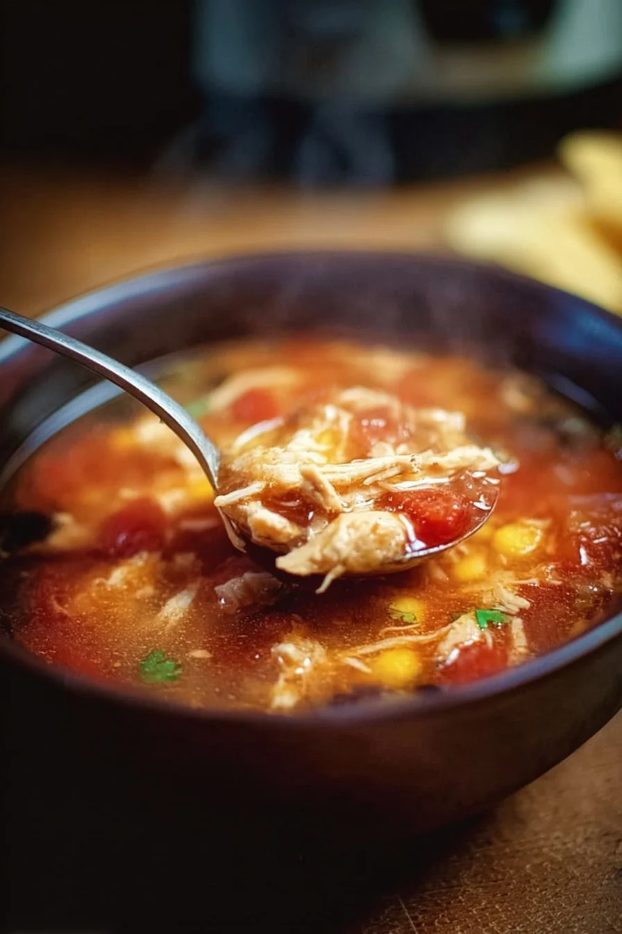 Instant Pot Chicken Tortilla Soup 3 Bowl of Instant Pot Chicken Tortilla Soup garnished with tortilla strips and avocado