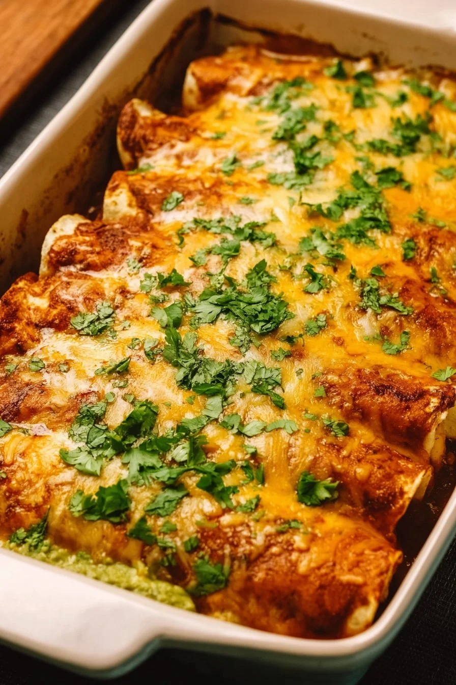 Joanna Gaines Chicken Enchiladas Recipe 2 Delicious chicken enchiladas from Joanna Gaines' recipe, topped with cheese and sauce.