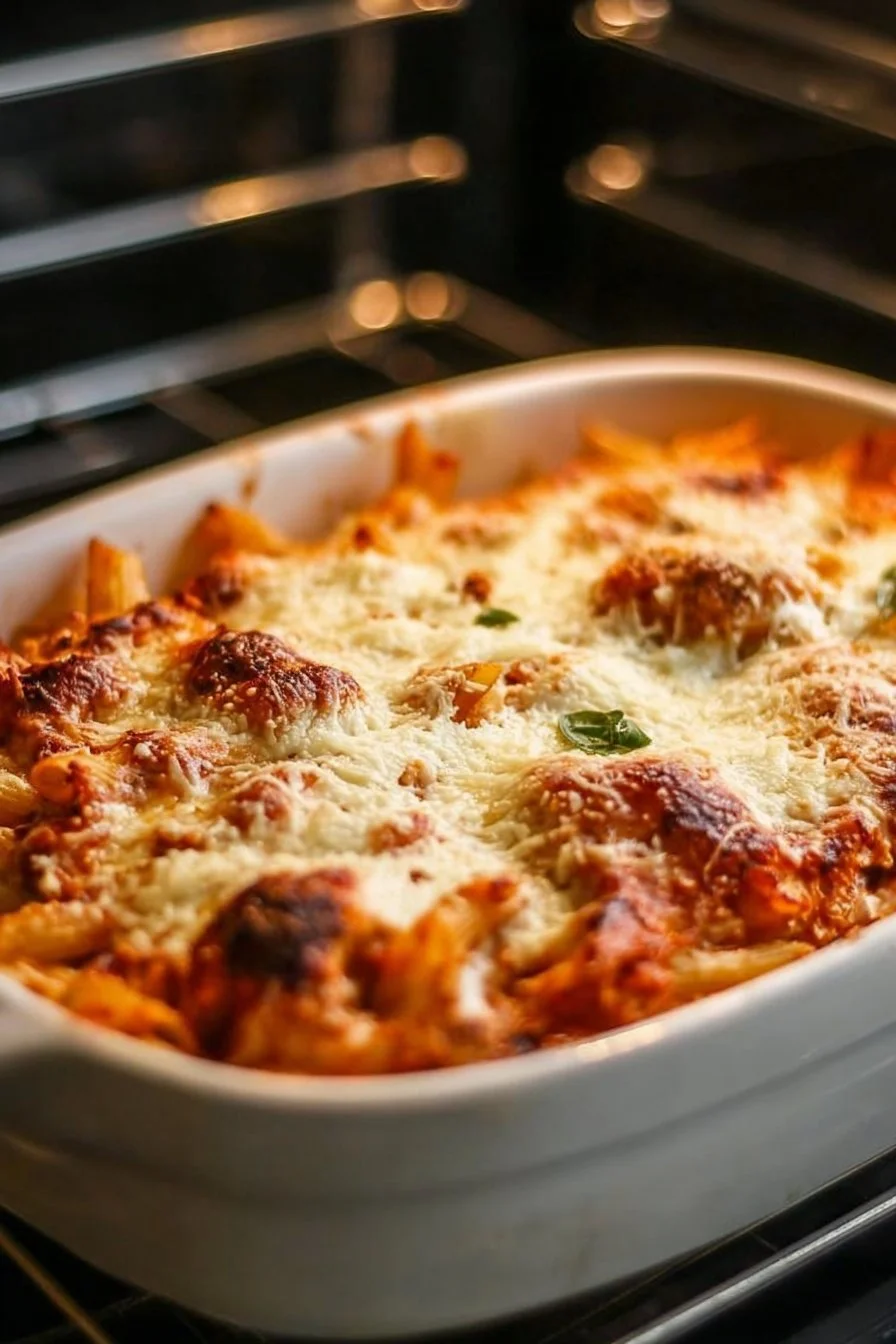 Delicious chicken parmesan casserole made with rotisserie chicken and cheese