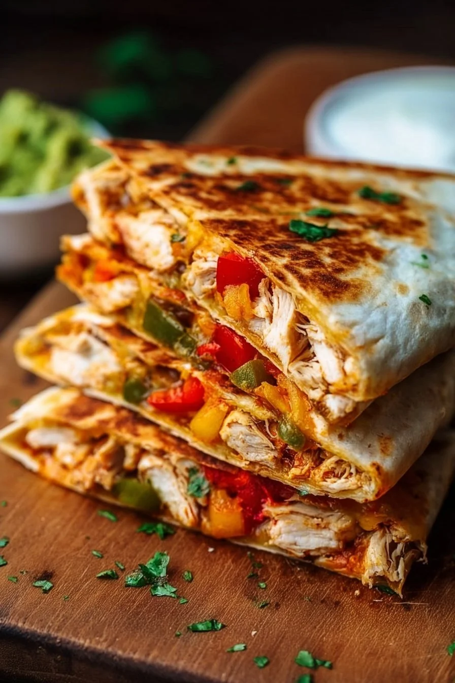 Delicious sheet pan chicken fajita crunchwrap ready to serve.