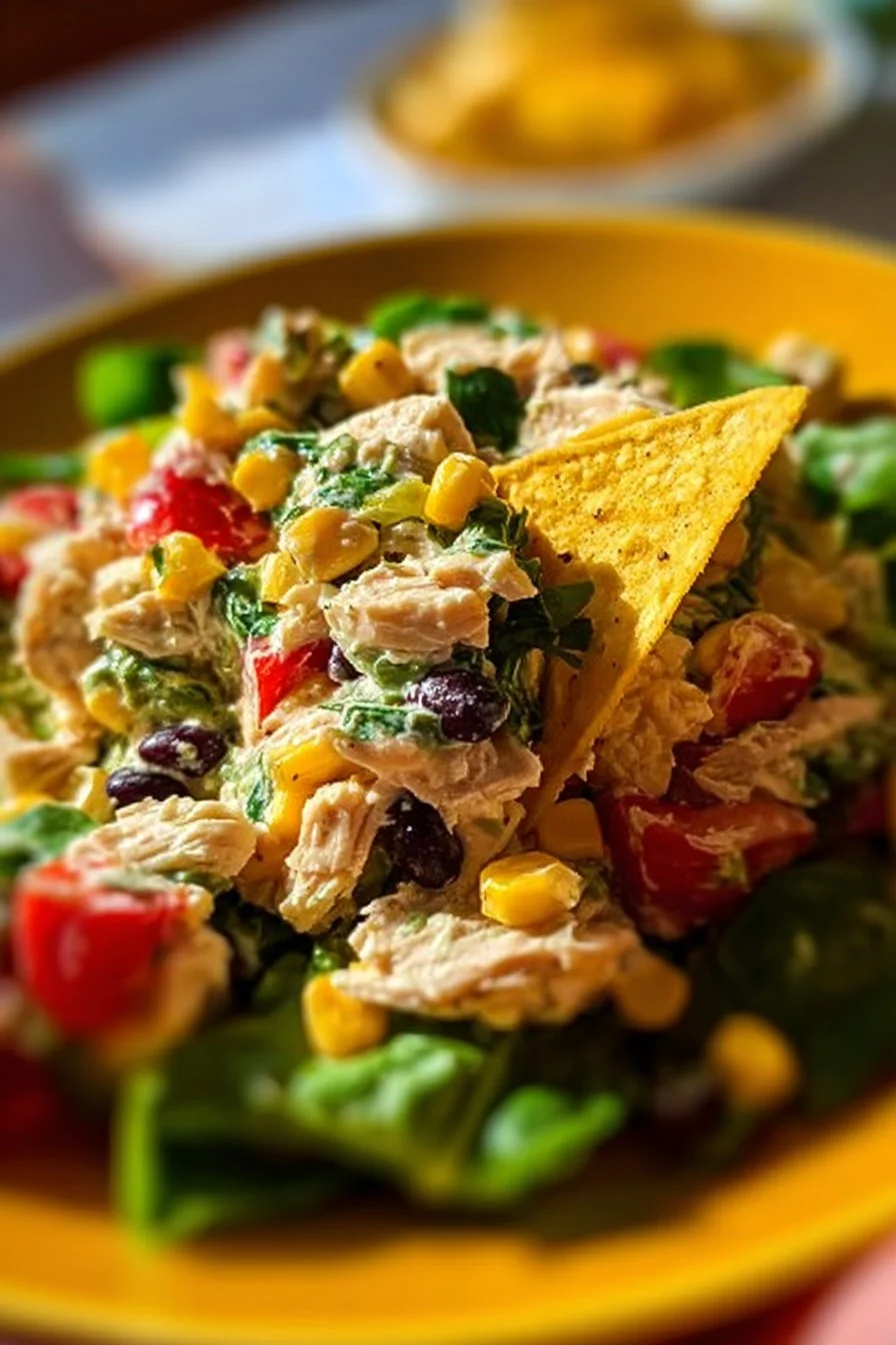 Delicious Southwestern chicken salad with colorful vegetables and grilled chicken.