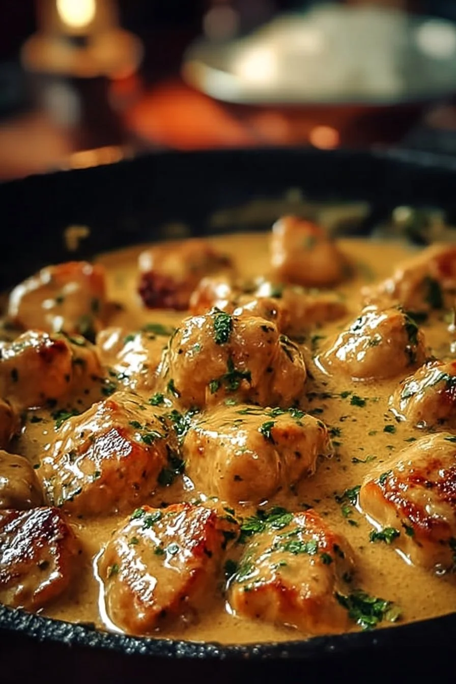 Delicious Butter Chicken Skillet from Texas Roadhouse served in a skillet dish.