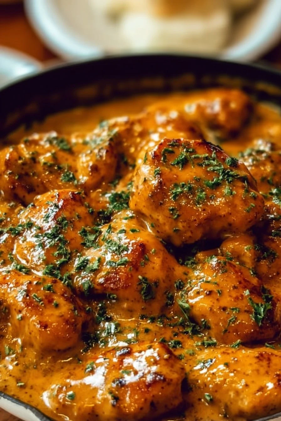 Texas Roadhouse Butter Chicken Skillet dish served in a sizzling skillet