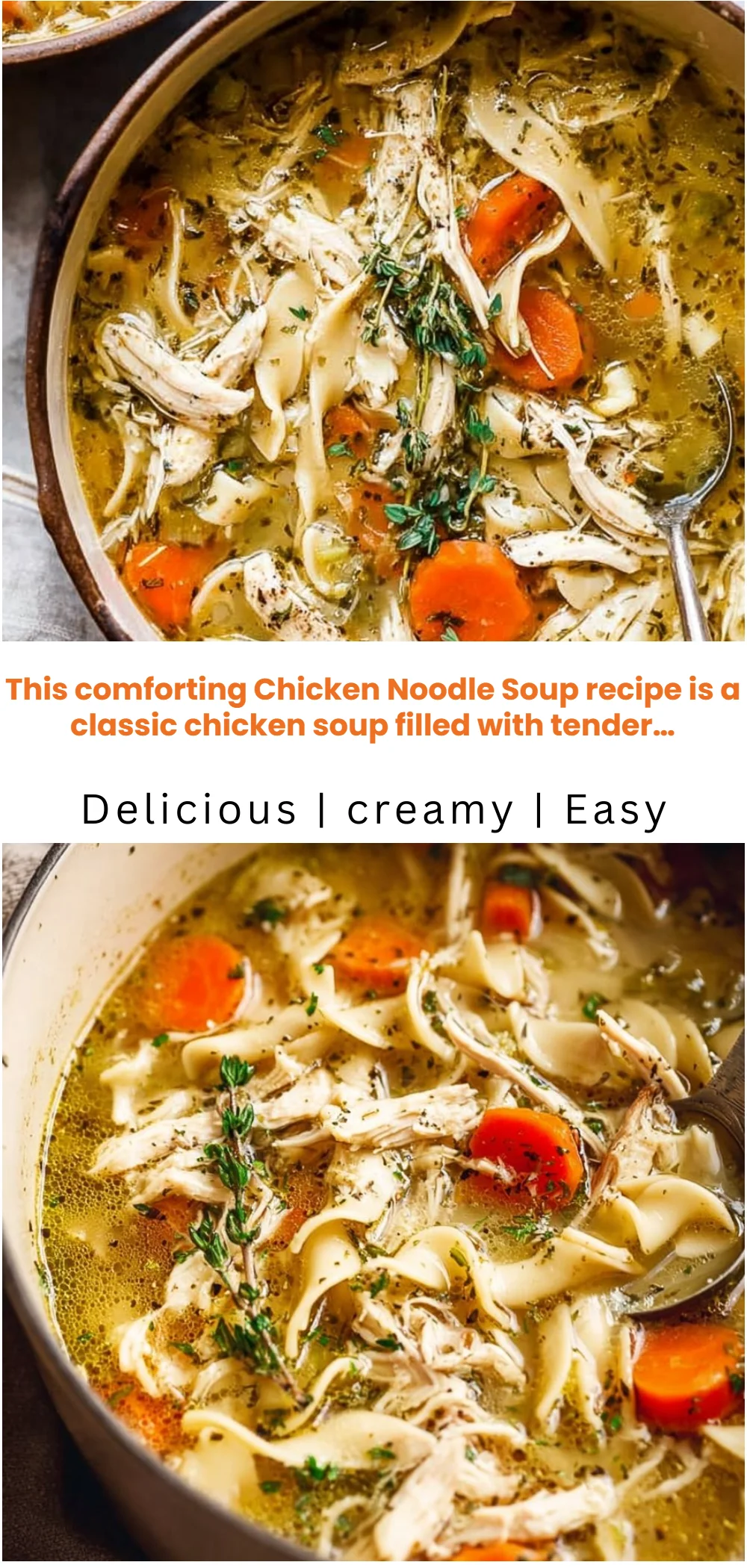This comforting Chicken Noodle Soup recipe is a classic chicken soup filled with tender… 4 This comforting Chicken Noodle Soup recipe is a classic chicken soup filled with tender…